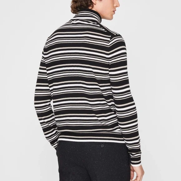 Stripe Merino Wool Turtleneck - Brand New - NEVER WORN - Black Multi